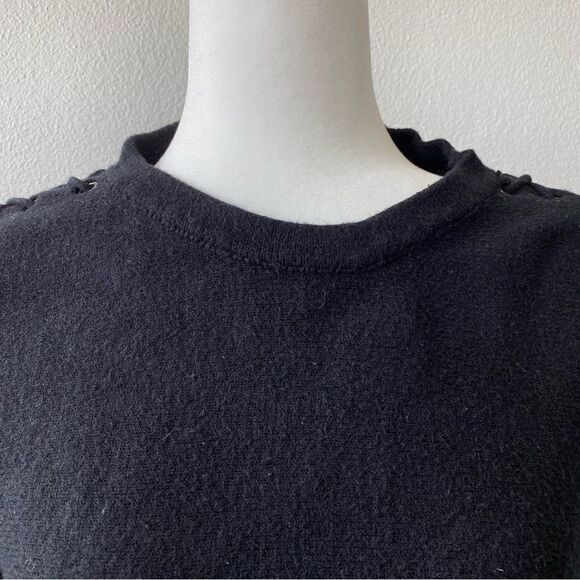 She + Sky Black Pullover Sweater Half Sleeves Braided SZ OS - Picture 5 of 10